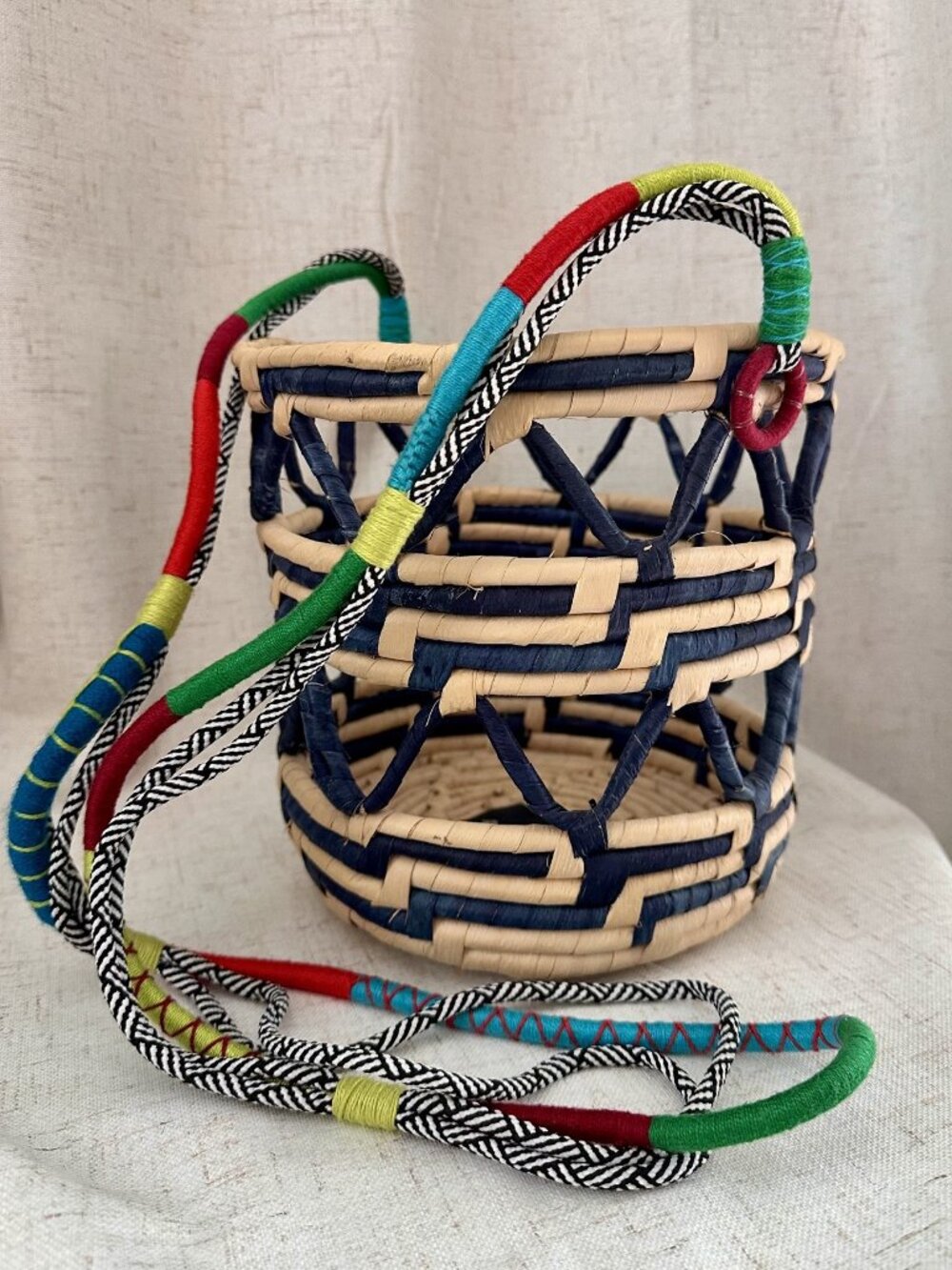 Nannacay Laelia Mixed Straw Bucket Bag